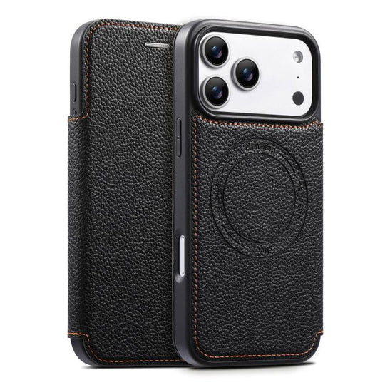 For iPhone 18 Pro / 17 Pro ESEBLE Ultra-thin Card Slot Magnetic Vegan Leather Phone Case(Black)
