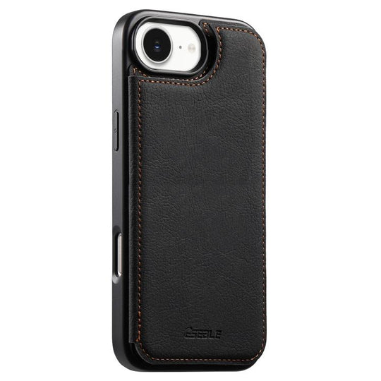 For iPhone 17e / 16e ESEBLE Retro Texture Double Buckle Card Slot Phone Case(Black)
