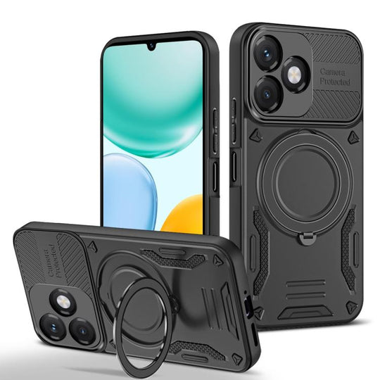 For Honor X5c 4G / X5c Plus 4G MagSafe 2 in 1 TPU Phone Case with Rotating Holder(Black)