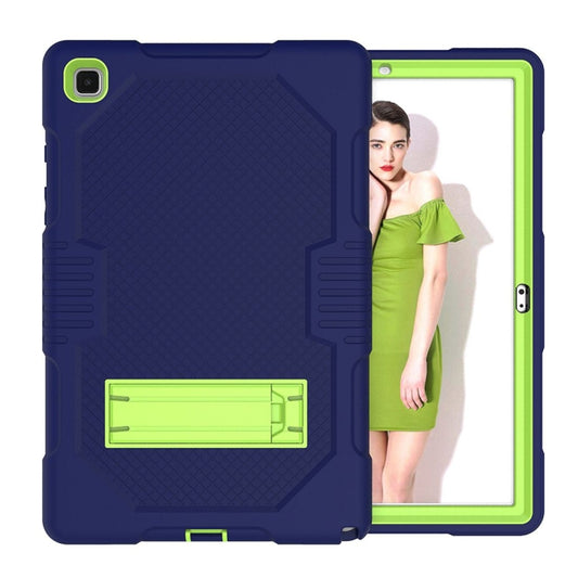 For Samsung Galaxy Tab A7 10.4 (2020) T500 / T505 Contrast Color Robot Shockproof Silicon + PC Protective Case with Holder & Pen Slot(Navy Blue Yellow Green) - Other Galaxy Tab PC by buy2fix | Online Shopping UK | buy2fix