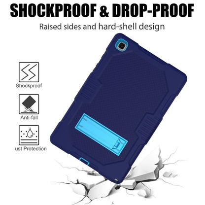 For Samsung Galaxy Tab A7 10.4 (2020) T500 / T505 Contrast Color Robot Shockproof Silicon + PC Protective Case with Holder & Pen Slot(Navy Blue) - Other Galaxy Tab PC by buy2fix | Online Shopping UK | buy2fix