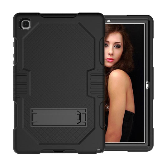 For Samsung Galaxy Tab A7 10.4 (2020) T500 / T505 Contrast Color Robot Shockproof Silicon + PC Protective Case with Holder & Pen Slot(Black+Black) - Other Galaxy Tab PC by buy2fix | Online Shopping UK | buy2fix