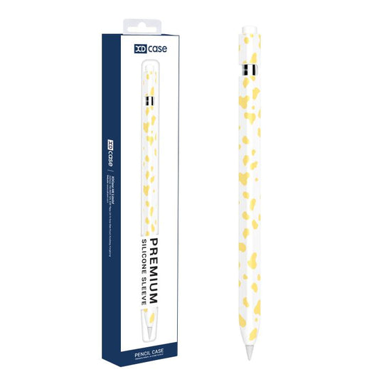 For Apple Pencil Pro / 2 XDcase Cow Print Silicone Protective Stylus Pen Sleeve(Yellow)