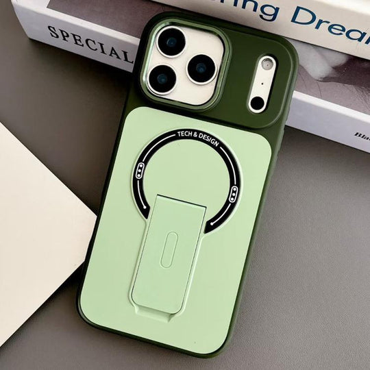 For iPhone 17 Pro Max Skin-Feel TPU Hybrid PC Magnetic Phone Case with Kickstand(Green)