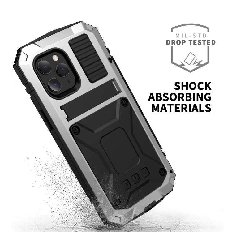 For iPhone 12 Pro Max R-JUST Shockproof Waterproof Dust-proof Metal + Silicone Protective Case with Holder(Silver) - iPhone 12 Pro Max Cases by R-JUST | Online Shopping UK | buy2fix