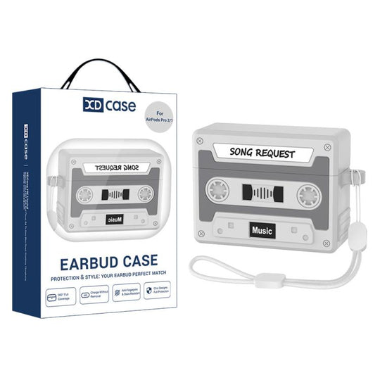 For AirPods Pro 2 XDcase Retro Cassette Style Silicone Earbuds Case(Grey)