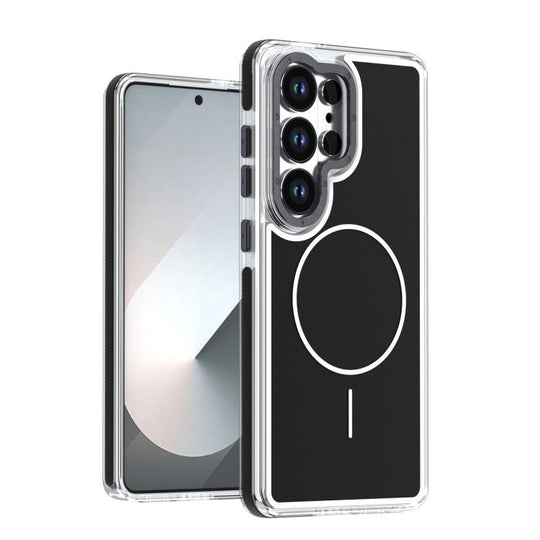 For Samsung Galaxy S24 Ultra 5G Vibrant Dual-color TPU + Acrylic Magnetic Phone Case(Black)