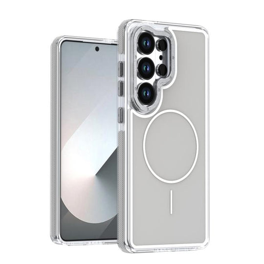 For Samsung Galaxy S24 Ultra 5G Vibrant Dual-color TPU + Acrylic Magnetic Phone Case(Gray)