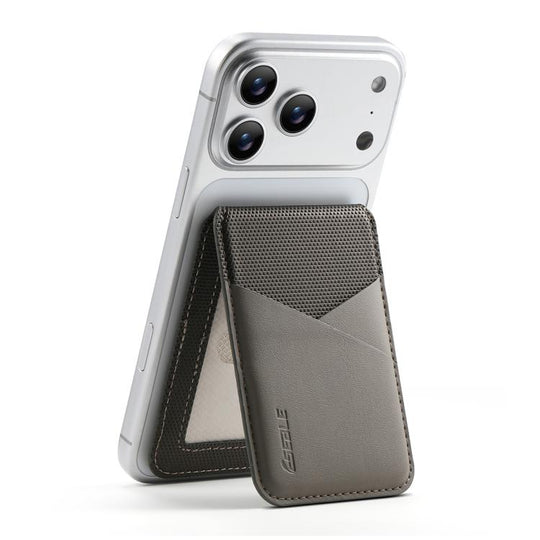ESEBLE S3 Color Blocked Faux Leather Texture Magnetic RFID Mobile Phone Card Slots Holder(Grey)