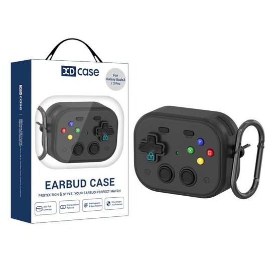 For Samsung Galaxy Buds3 / 3 Pro / 3 FE XDcase Retro Game Console Design Earbuds Protective Case(Black)