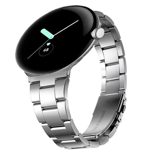 For Google Pixel Watch 5 / 4 / 3 / 2 / 1 41mm Slim Three Beads Stainless Steel Watch Band(Silver)