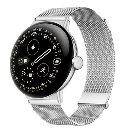For Google Pixel Watch 5 / 4 / 3 / 2 / 1 41mm Loop Dual Magnetic Buckle Milanese Stainless Steel Watch Band(Silver)