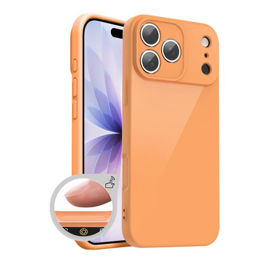 For iPhone 17 Pro XDcase AI Button Integrated Full Coverage Imitation Silicone Phone Case(Orange)