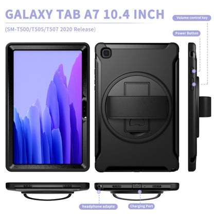 For Samsung Galaxy Tab A7 10.4 (2020) 360 Degree Rotation PC + TPU Protective Case with Holder & Hand Strap(Black) - Other Galaxy Tab PC by buy2fix | Online Shopping UK | buy2fix