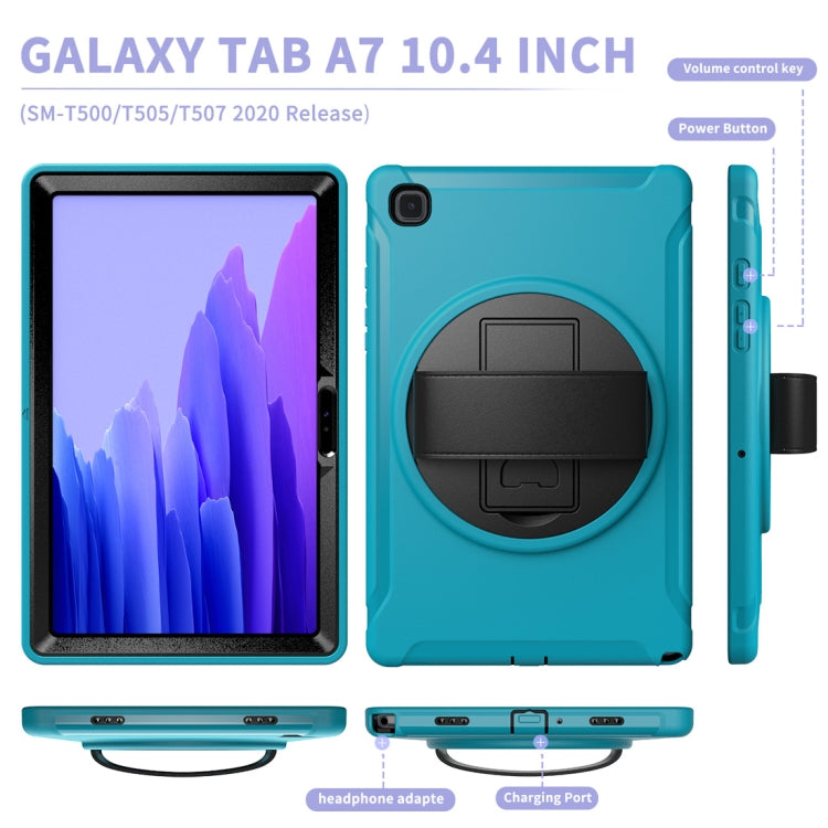 For Samsung Galaxy Tab A7 10.4 (2020) 360 Degree Rotation PC + TPU Protective Case with Holder & Hand Strap(Light Blue) - Other Galaxy Tab PC by buy2fix | Online Shopping UK | buy2fix