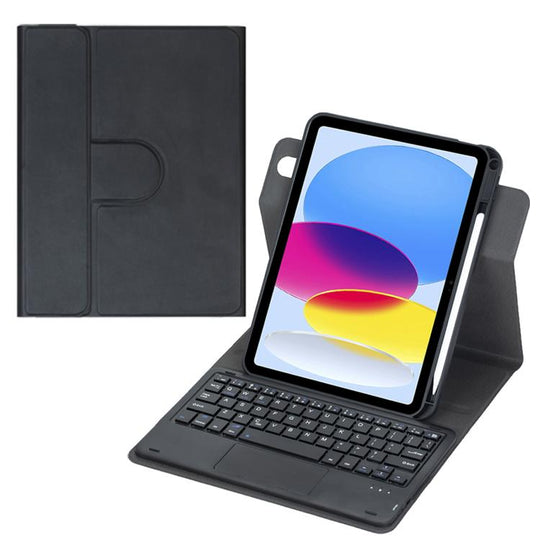 For iPad 2025 / 2022 360-degree Rotation Bluetooth Keyboard Leather Tablet Case with Touchpad(Black)