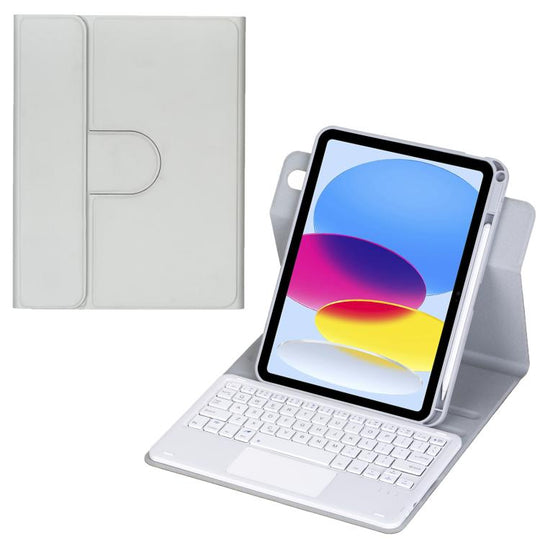 For iPad 2025 / 2022 360-degree Rotation Bluetooth Keyboard Leather Tablet Case with Touchpad(Grey)