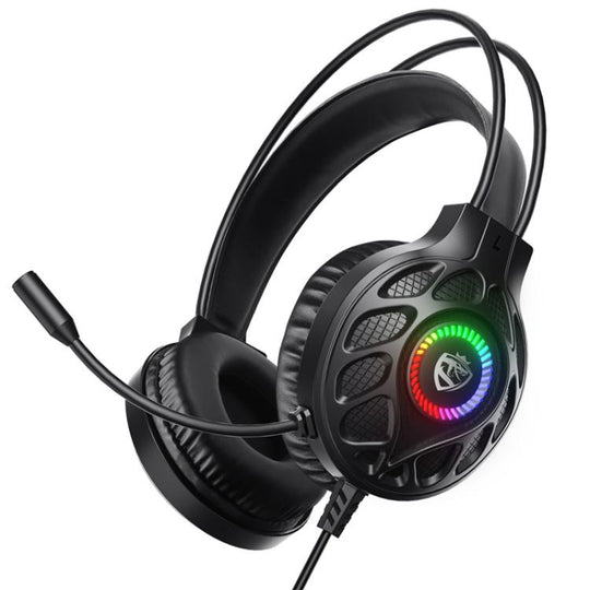 SoulBytes S200 3.5mm USB Wired LED Gaming Headset with Mic(Black)