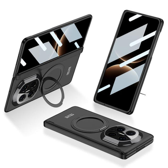 For Huawei Mate X7 GKK HD Integrated Magnetic Folding Hinge All-Inclusive Phone Case with Rotating Bracket(Black)