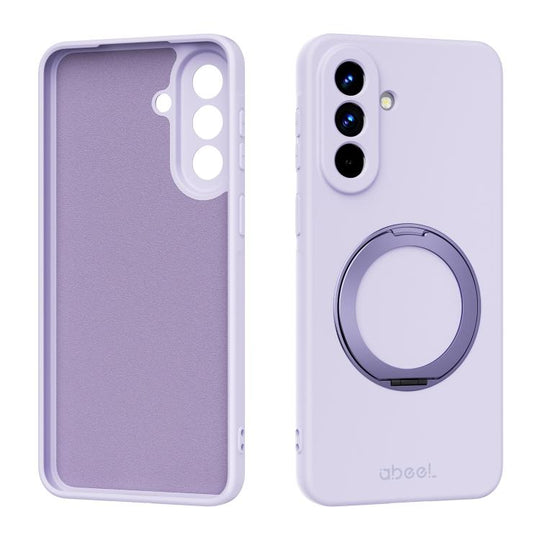 For Samsung Galaxy A57 5G ABEEL Skin-friendly Feel Magnetic Liquid Silicone Phone Case with Holder(Lilac Purple)