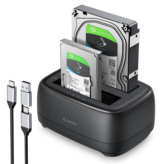 ORICO DD28C3-C 2.5 / 3.5 inch HDD / SSD Type-C to SATA 2 Bay Drive Docking Station, EU Plug(Black)