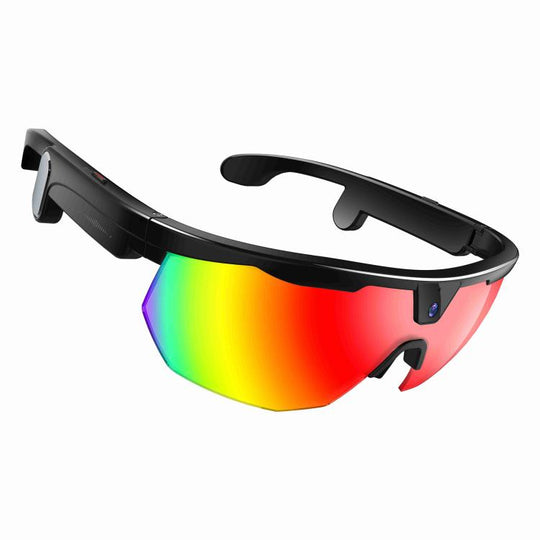 W640 8MP Cycling Smart AI Sports Glasses, Six-axis Image Stabilization, Wi-Fi, Touch Control, Dual Mic Noise Reduction, AI Translation(Colorful Lenses Black Frame)