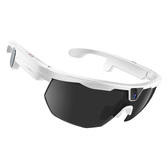 W640 8MP Cycling Smart AI Sports Glasses, Six-axis Image Stabilization, Wi-Fi, Touch Control, Dual Mic Noise Reduction, AI Translation(Black Lenses White Frame)
