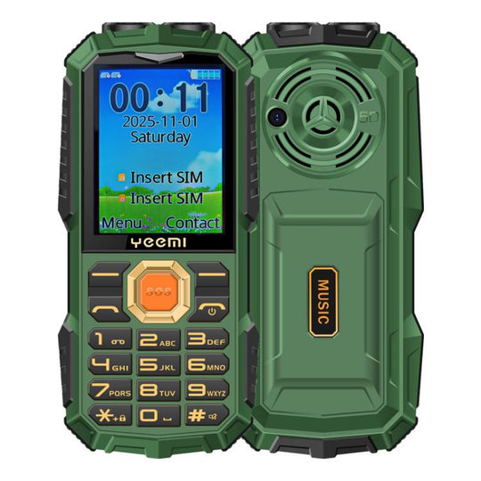 YEEMI Q5 4G Elder Rugged Phone, 16800mAh Battery, 2.4 inch, 21 Keys, Network: 4G, LED Flashlight, Dual SIM(Green)