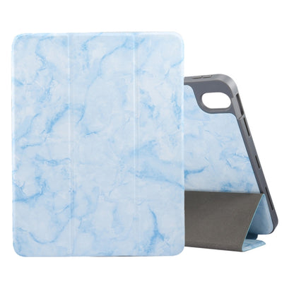 Marble Texture Pattern Horizontal Flip Leather Case, with Three-folding Holder & Sleep / Wake-up For iPad Air 2022 / 2020 10.9(Blue) - iPad Air (2022) / (2020) 10.9 Cases by buy2fix | Online Shopping UK | buy2fix
