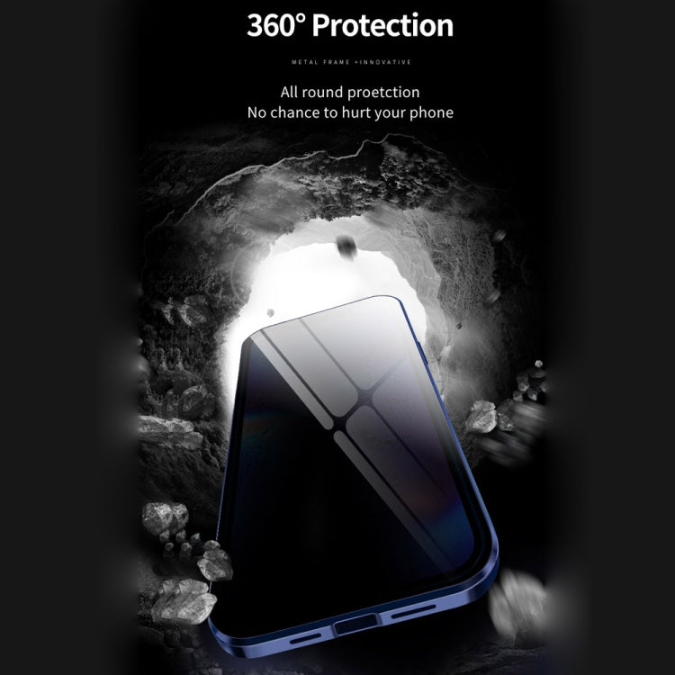 For iPhone 12 Pro Max Double Sides Tempered Glass Magnetic Adsorption Metal Frame Anti-peep Screen Case(Black) by buy2fix