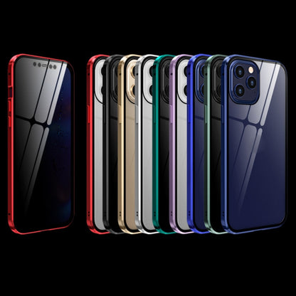 For iPhone 12 Pro Max Double Sides Tempered Glass Magnetic Adsorption Metal Frame Anti-peep Screen Case(Silver) by buy2fix