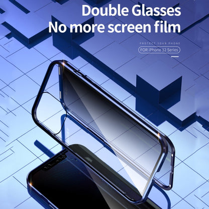 For iPhone 12 Pro Max Double Sides Tempered Glass Magnetic Adsorption Metal Frame Anti-peep Screen Case(Gold) by buy2fix