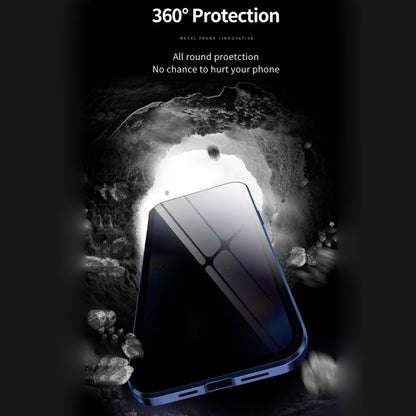 For iPhone 12 / 12 Pro Double Sides Tempered Glass Magnetic Adsorption Metal Frame Anti-peep Screen Case(Silver) by buy2fix