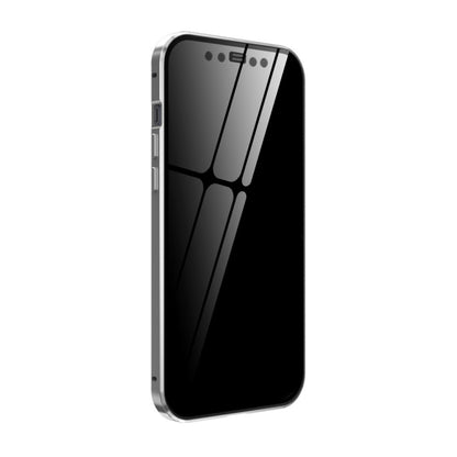 For iPhone 12 mini Double Sides Tempered Glass Magnetic Adsorption Metal Frame Anti-peep Screen Case (Silver) by buy2fix