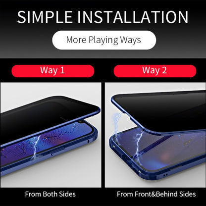 For iPhone 12 mini Double Sides Tempered Glass Magnetic Adsorption Metal Frame Anti-peep Screen Case (Red) by buy2fix