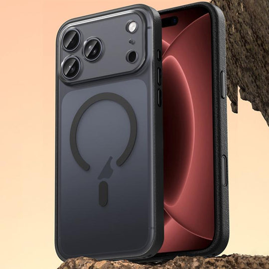 For iPhone 18 Pro Vegan Leather Magnetic Phone Case(Black)