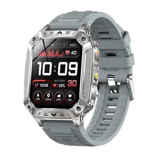 QS86 2.01-inch Smart Watch, Support BT Call, Heart Rate, Blood Oxygen(Steel Grey Silicone Band)