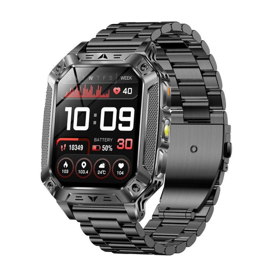 QS86 2.01-inch Smart Watch, Support BT Call, Heart Rate, Blood Oxygen(Steel Black Steel Strap)