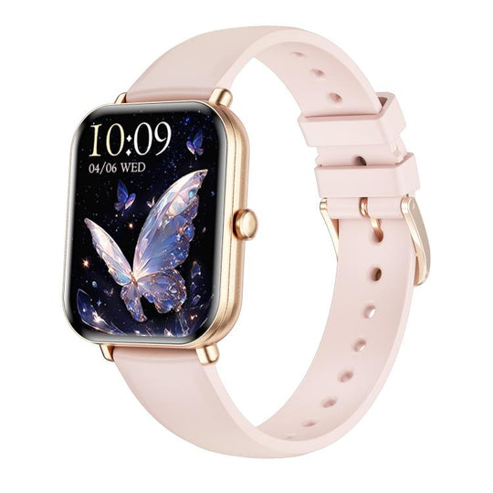 QS01 Pro 1.75-inch Smart Watch, Support Heart Rate, Blood Pressure, Blood Oxygen(Gold Silicone Strap)