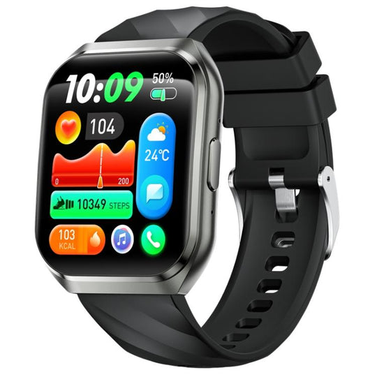 QS66 1.83-inch Smart Watch, Support BT Call, Heart Rate, Blood Oxygen(Black Silicone Band)