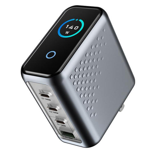 P3 148W USB-A and USB-C / Type-C Quad-Port AI Smart Display GaN Fast Charger(US Plug)
