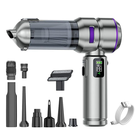 SUITU ST-6704APlus Car Digital Display Blow Suction Combo Vacuum Cleaner, One Touch Dustbin Emptying(Silver Purple)
