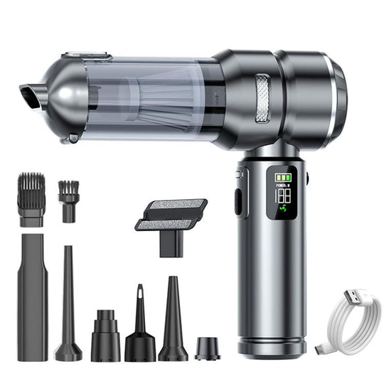 SUITU ST-6704APlus Car Digital Display Blow Suction Combo Vacuum Cleaner, One Touch Dustbin Emptying(Metal Gray)
