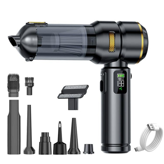 SUITU ST-6704APlus Car Digital Display Blow Suction Combo Vacuum Cleaner, One Touch Dustbin Emptying(Black Gold)