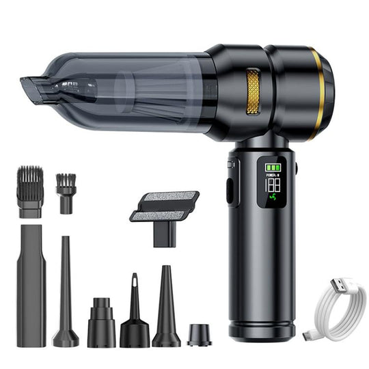SUITU ST-6704BPlus Car Digital Display Blow Suction Combo Vacuum Cleaner, Extended Dustbin(Black Gold)