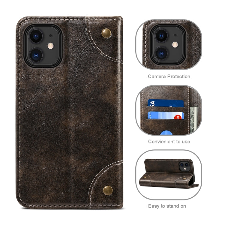 For iPhone 12 / 12 Pro Baroque Simple Horizontal Flip Leather Case with Holder & Card Slots & Wallet(Black) - iPhone 12 / 12 Pro Cases by buy2fix | Online Shopping UK | buy2fix