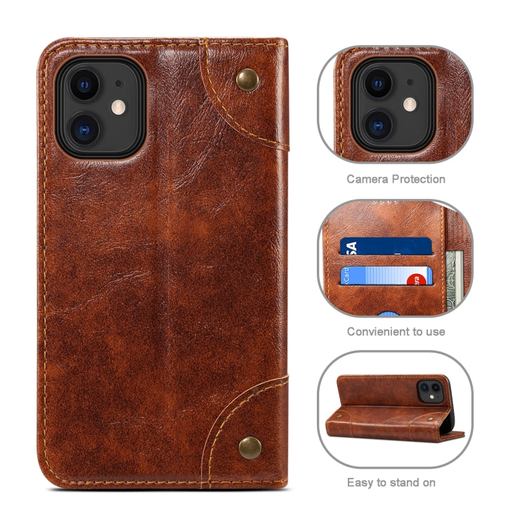 For iPhone 12 / 12 Pro Baroque Simple Horizontal Flip Leather Case with Holder & Card Slots & Wallet(Light Brown) - iPhone 12 / 12 Pro Cases by buy2fix | Online Shopping UK | buy2fix