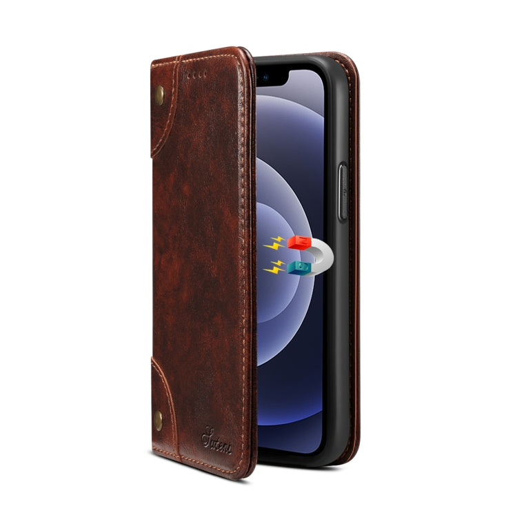 For iPhone 12 / 12 Pro Baroque Simple Horizontal Flip Leather Case with Holder & Card Slots & Wallet(Dark Brown) - iPhone 12 / 12 Pro Cases by buy2fix | Online Shopping UK | buy2fix