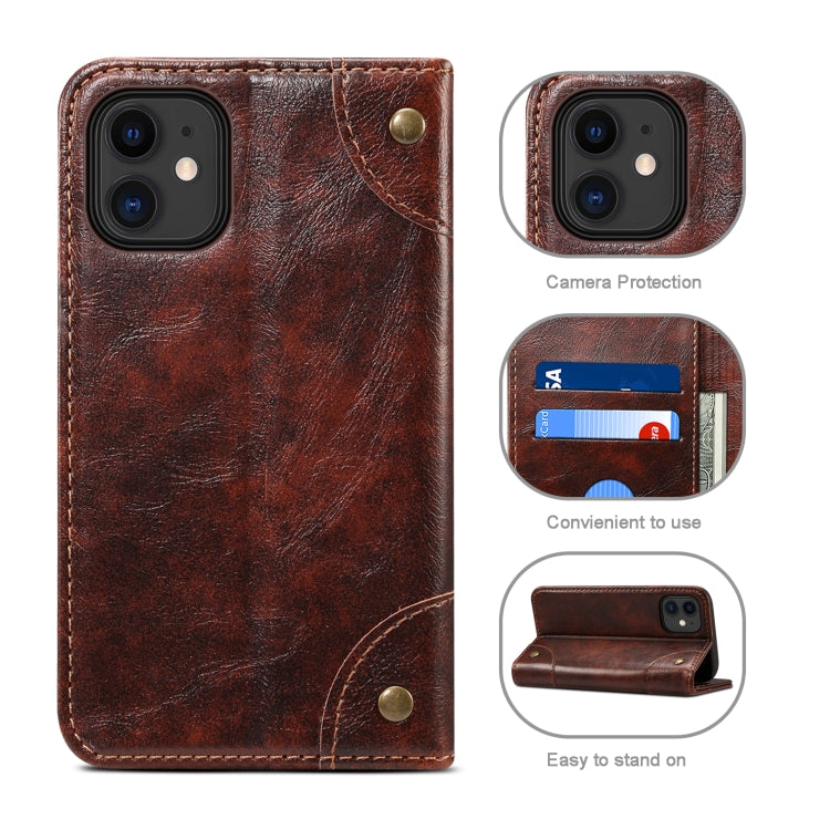For iPhone 12 Pro Max Baroque Simple Horizontal Flip Leather Case with Holder & Card Slots & Wallet(Dark Brown) - iPhone 12 Pro Max Cases by buy2fix | Online Shopping UK | buy2fix