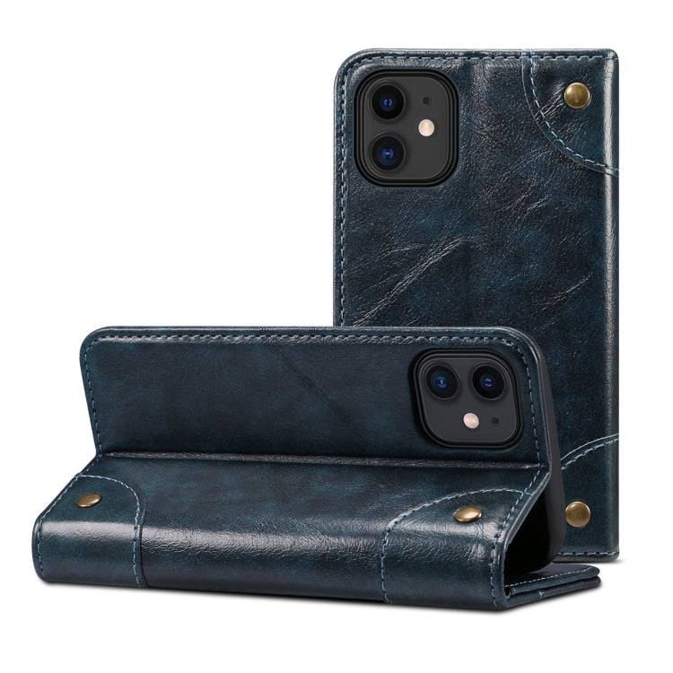 For iPhone 12 Pro Max Baroque Simple Horizontal Flip Leather Case with Holder & Card Slots & Wallet(Blue) - iPhone 12 Pro Max Cases by buy2fix | Online Shopping UK | buy2fix